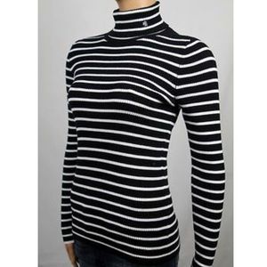 Ralph Lauren Black White Stripe Turtleneck Sweater